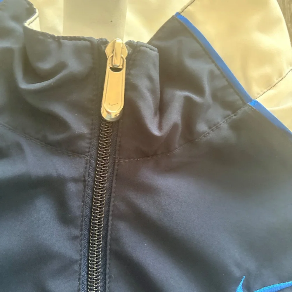 Nike Mens Dri-FIT Track Jacket Navy Blue White Full Zip Windbreaker Medium‎